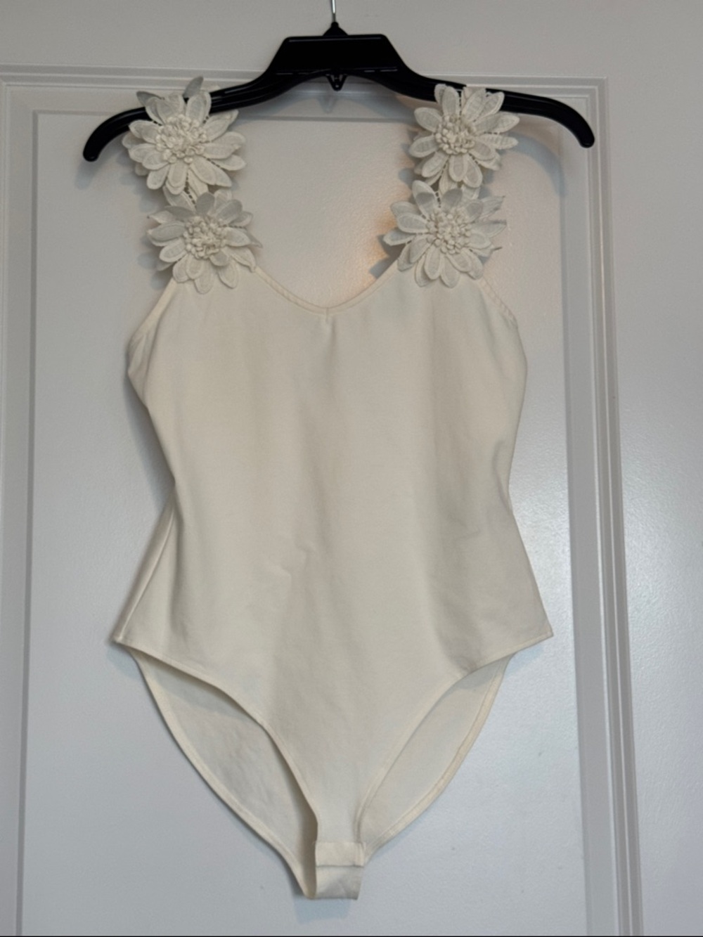& Other Stories Cream One-Piece Bodysuit with Floral Straps